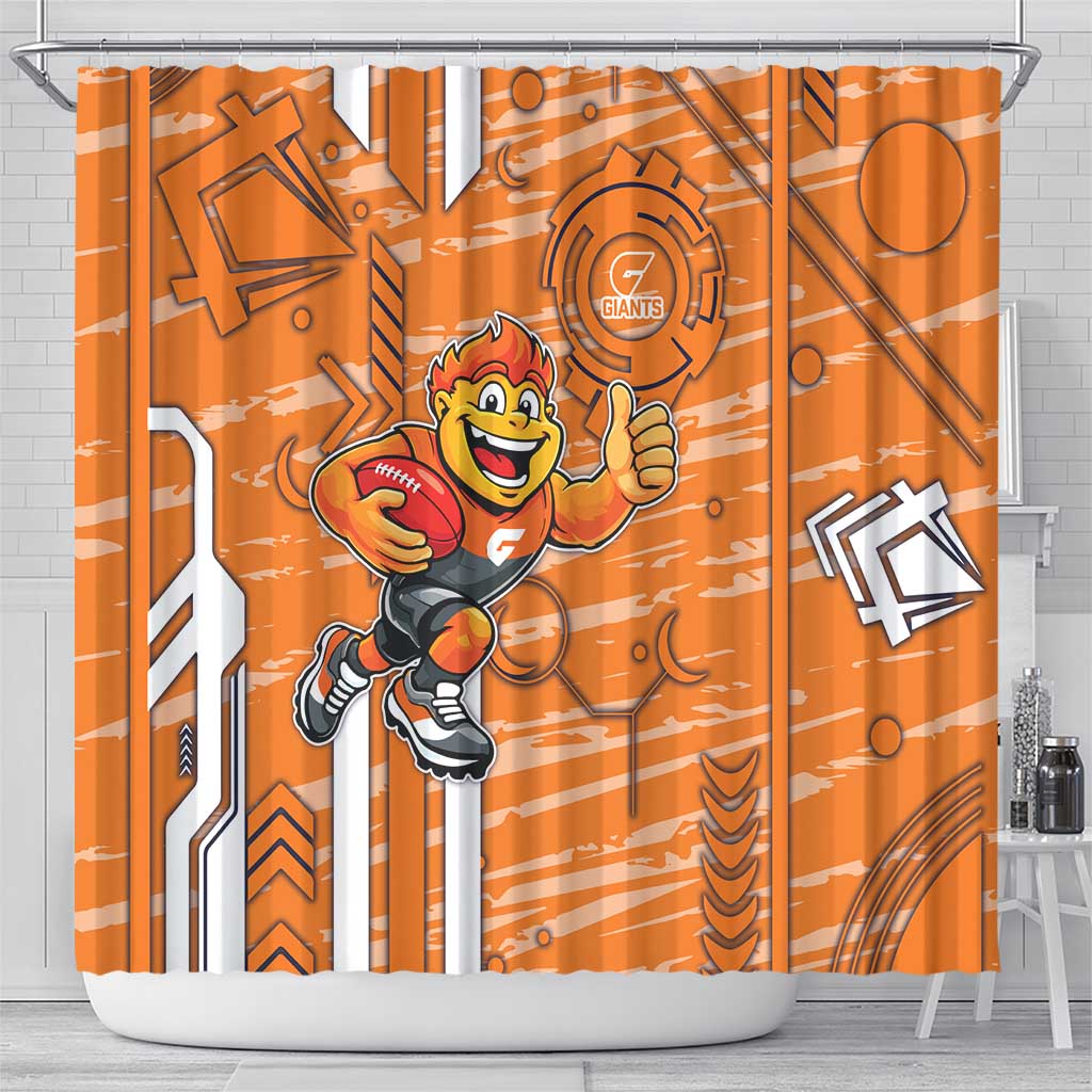Greater Western Sydney Giants Shower Curtain Mascot Cartoon Football Illustration Style