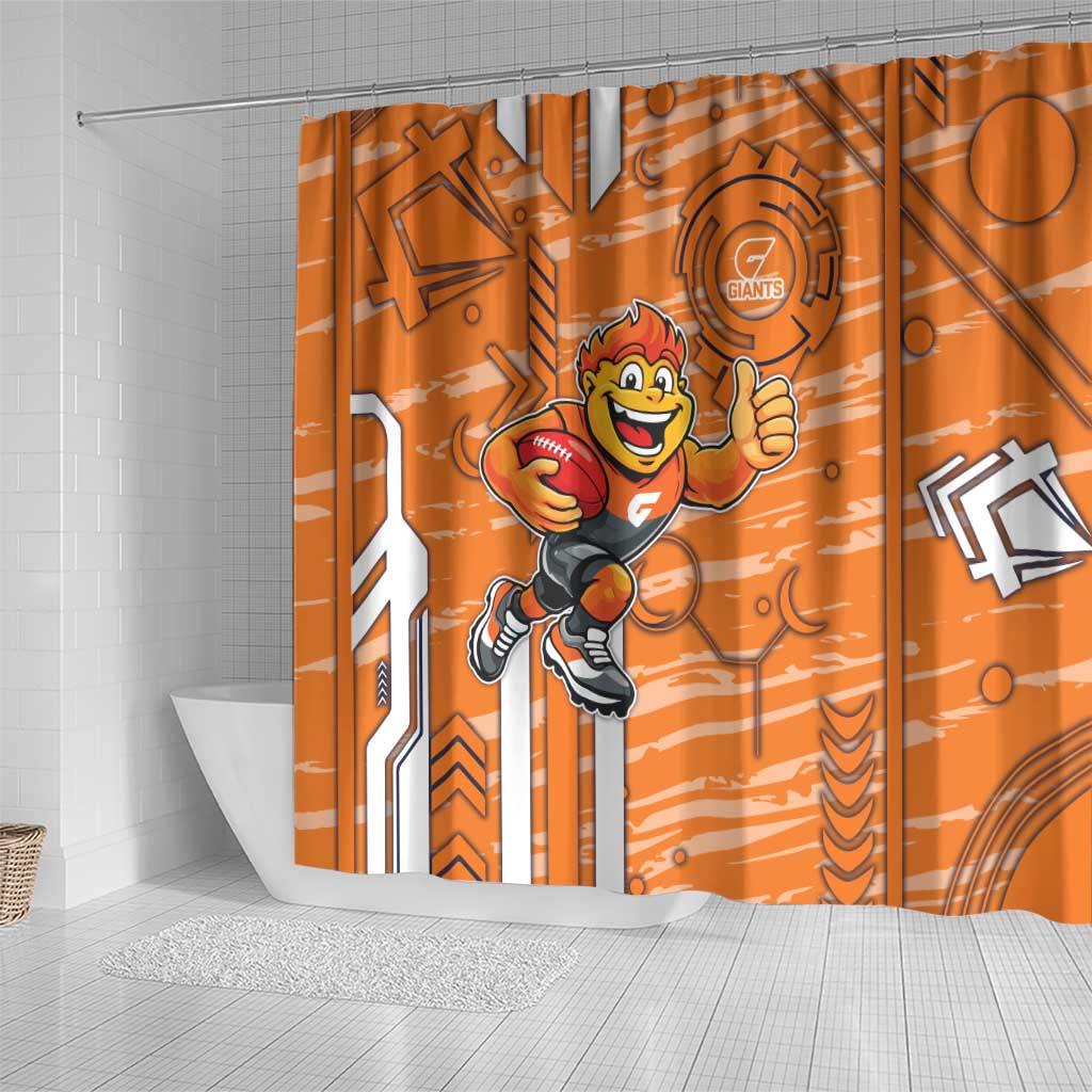 Greater Western Sydney Giants Shower Curtain Mascot Cartoon Football Illustration Style
