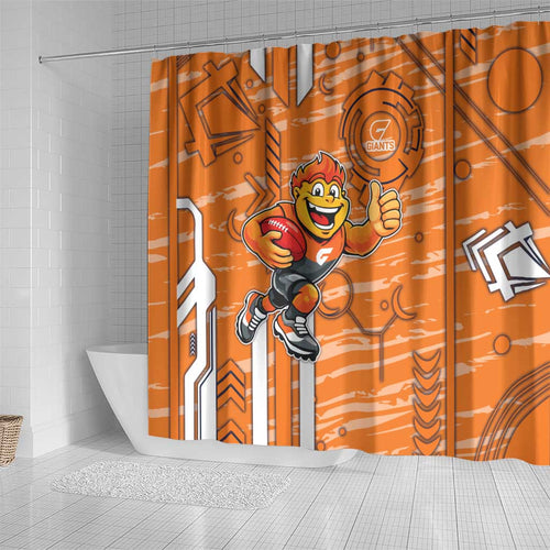 Greater Western Sydney Giants Shower Curtain Mascot Cartoon Football Illustration Style