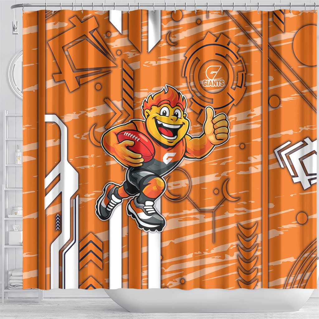 Greater Western Sydney Giants Shower Curtain Mascot Cartoon Football Illustration Style