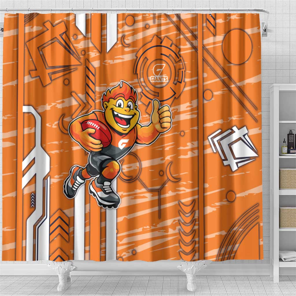 Greater Western Sydney Giants Shower Curtain Mascot Cartoon Football Illustration Style