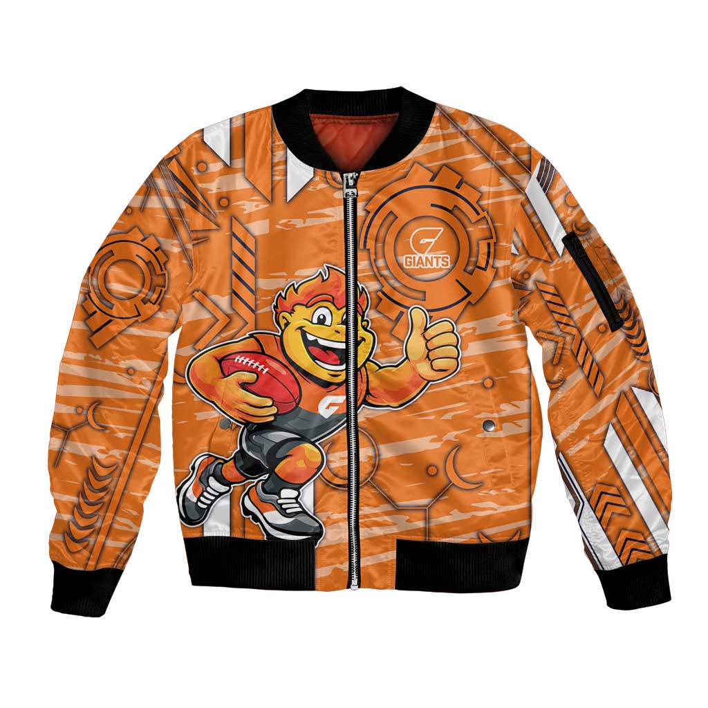 Greater Western Sydney Giants Sleeve Zip Bomber Jacket Mascot Cartoon Football Illustration Style