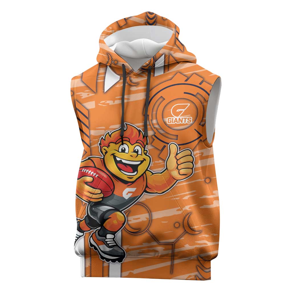 Greater Western Sydney Giants Sleeveless Hoodie Mascot Cartoon Football Illustration Style