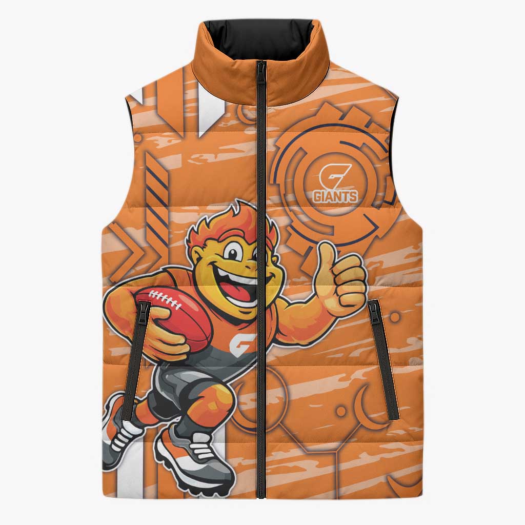 Greater Western Sydney Giants Sleeveless Puffer Jacket Mascot Cartoon Football Illustration Style