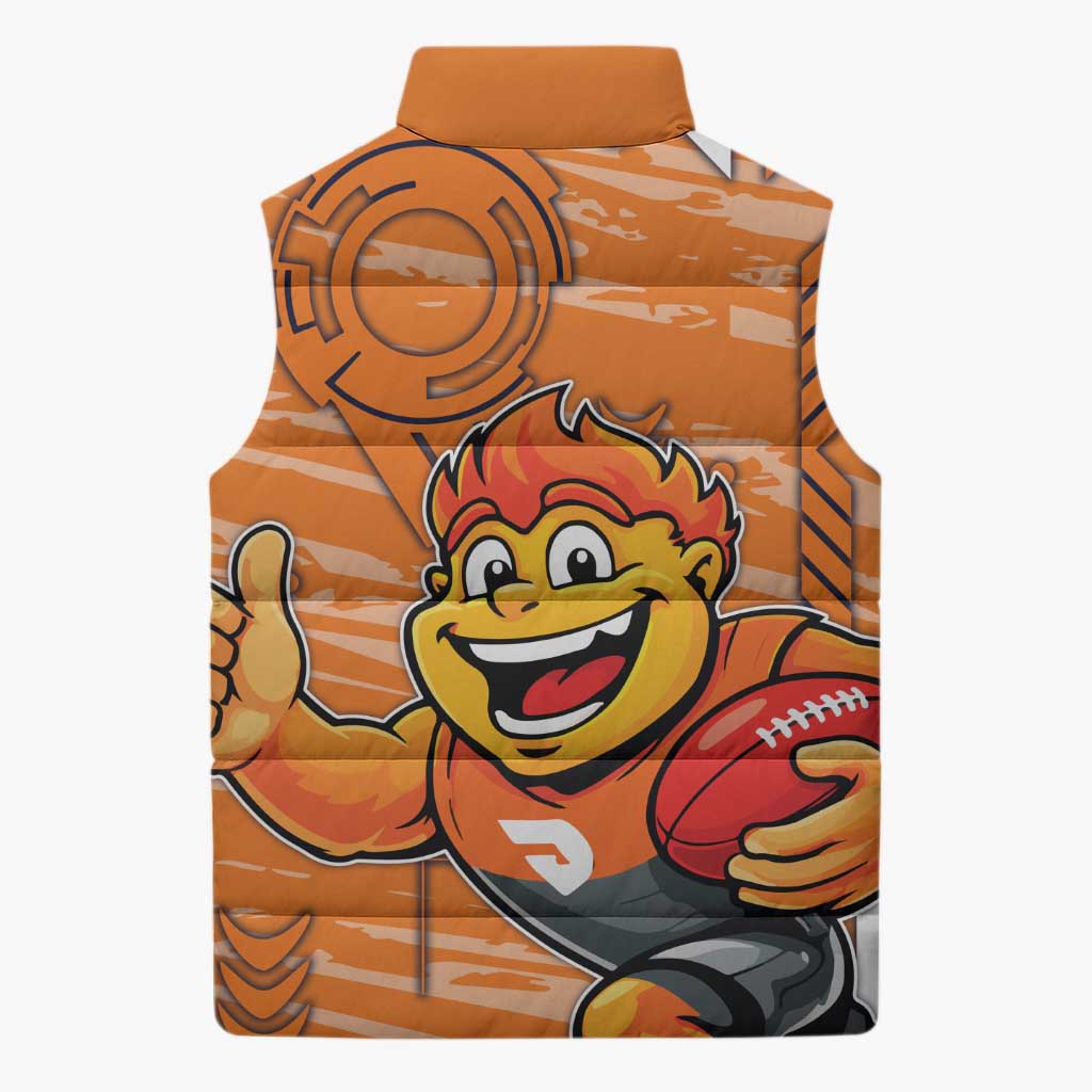 Greater Western Sydney Giants Sleeveless Puffer Jacket Mascot Cartoon Football Illustration Style