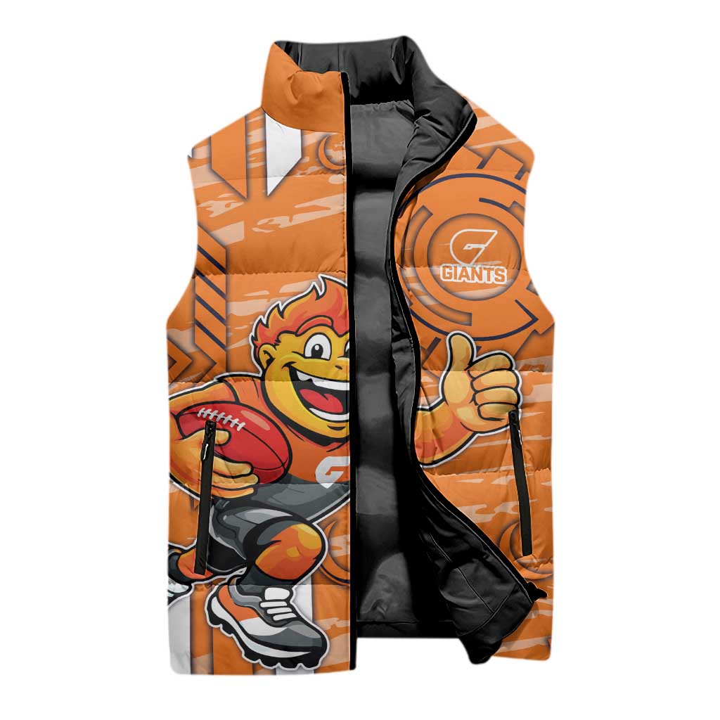 Greater Western Sydney Giants Sleeveless Puffer Jacket Mascot Cartoon Football Illustration Style