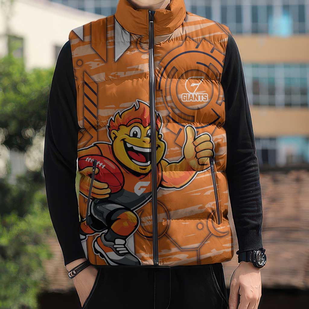 Greater Western Sydney Giants Sleeveless Puffer Jacket Mascot Cartoon Football Illustration Style