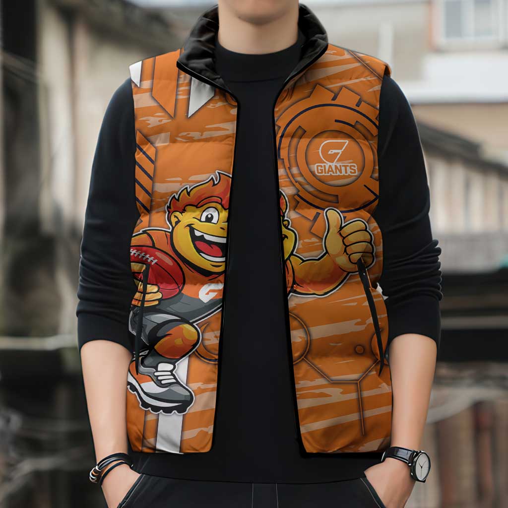 Greater Western Sydney Giants Sleeveless Puffer Jacket Mascot Cartoon Football Illustration Style