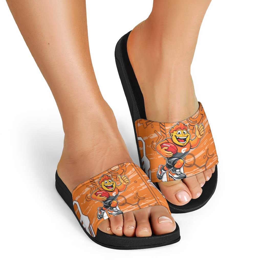 Greater Western Sydney Giants Slide Sandals Mascot Cartoon Football Illustration Style