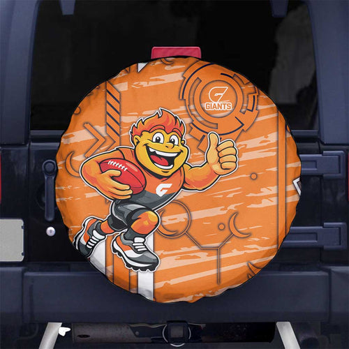 Greater Western Sydney Giants Spare Tire Cover Mascot Cartoon Football Illustration Style