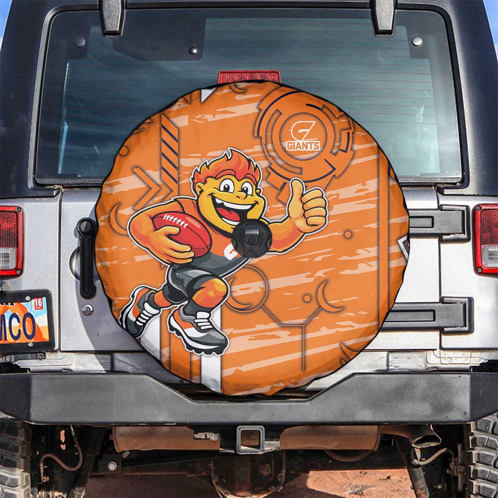 Greater Western Sydney Giants Spare Tire Cover Mascot Cartoon Football Illustration Style