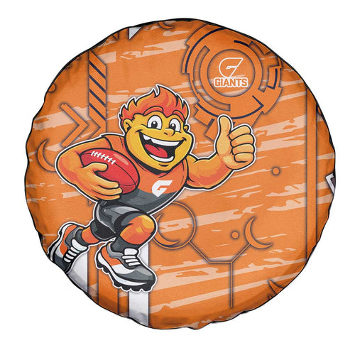 Greater Western Sydney Giants Spare Tire Cover Mascot Cartoon Football Illustration Style