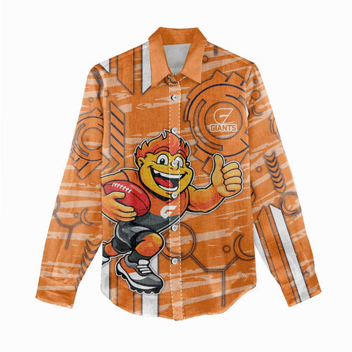 Greater Western Sydney Giants Women Casual Shirt Mascot Cartoon Football Illustration Style