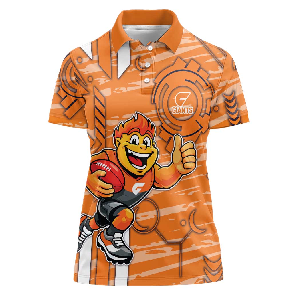 Greater Western Sydney Giants Women Polo Shirt Mascot Cartoon Football Illustration Style