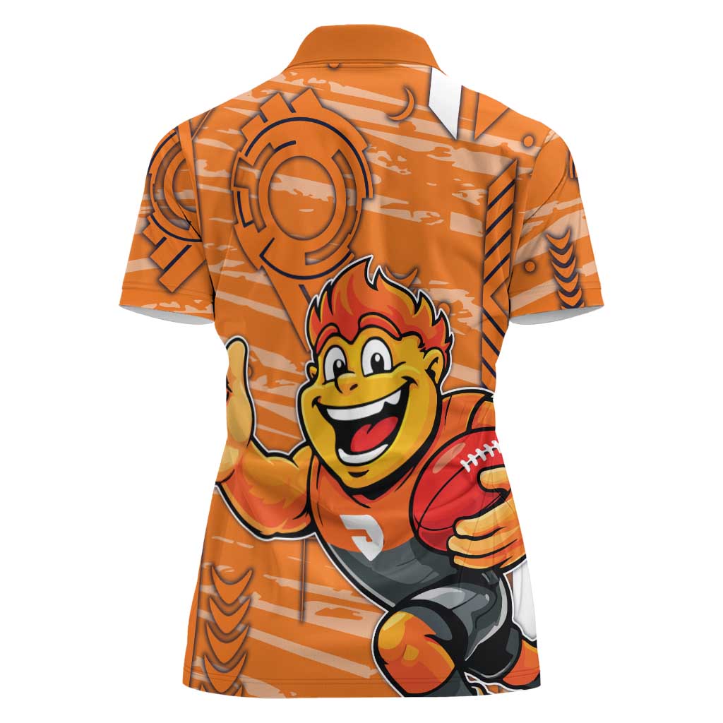 Greater Western Sydney Giants Women Polo Shirt Mascot Cartoon Football Illustration Style
