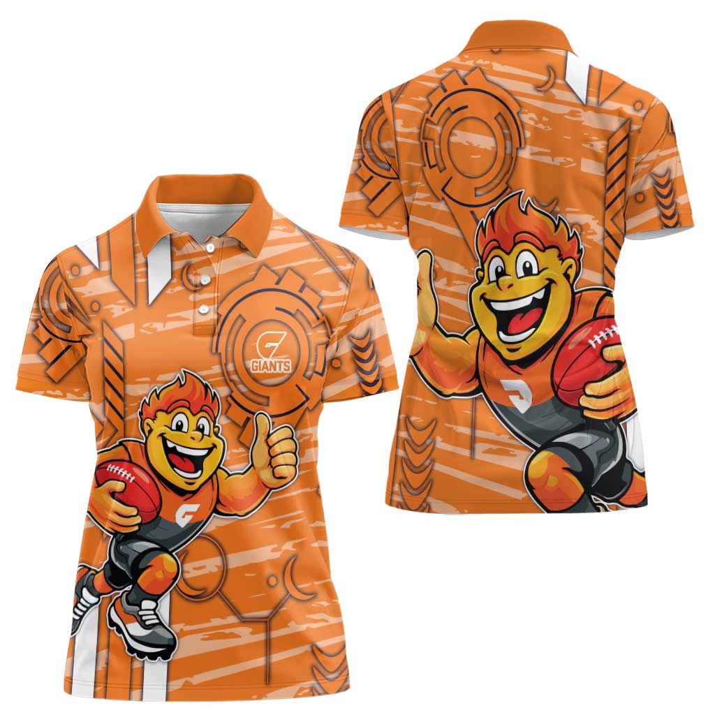 Greater Western Sydney Giants Women Polo Shirt Mascot Cartoon Football Illustration Style