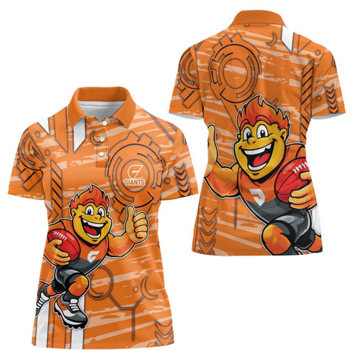 Greater Western Sydney Giants Women Polo Shirt Mascot Cartoon Football Illustration Style