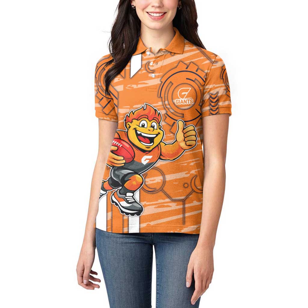 Greater Western Sydney Giants Women Polo Shirt Mascot Cartoon Football Illustration Style