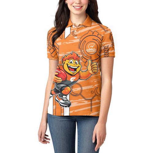 Greater Western Sydney Giants Women Polo Shirt Mascot Cartoon Football Illustration Style