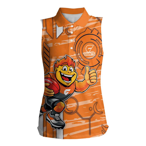 Greater Western Sydney Giants Women Sleeveless Polo Shirt Mascot Cartoon Football Illustration Style
