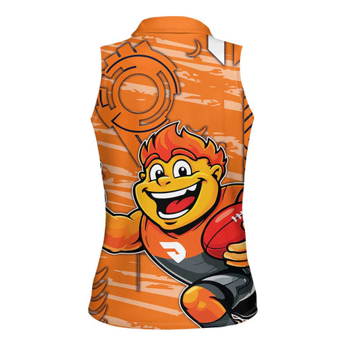 Greater Western Sydney Giants Women Sleeveless Polo Shirt Mascot Cartoon Football Illustration Style