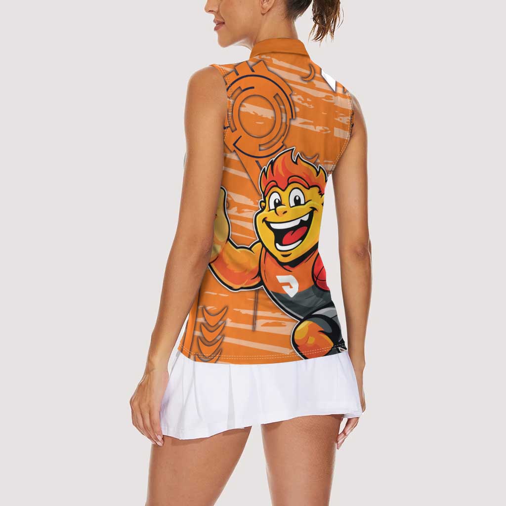 Greater Western Sydney Giants Women Sleeveless Polo Shirt Mascot Cartoon Football Illustration Style