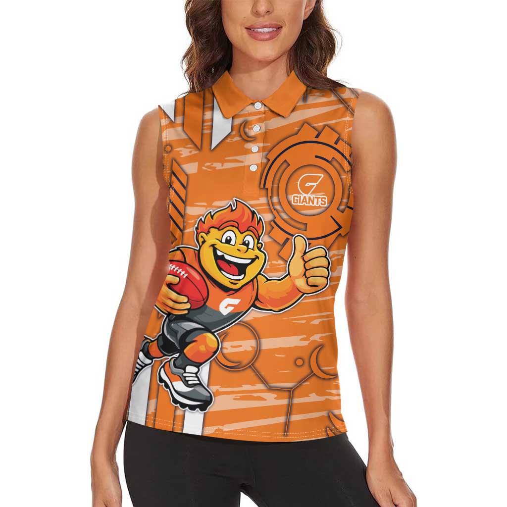 Greater Western Sydney Giants Women Sleeveless Polo Shirt Mascot Cartoon Football Illustration Style