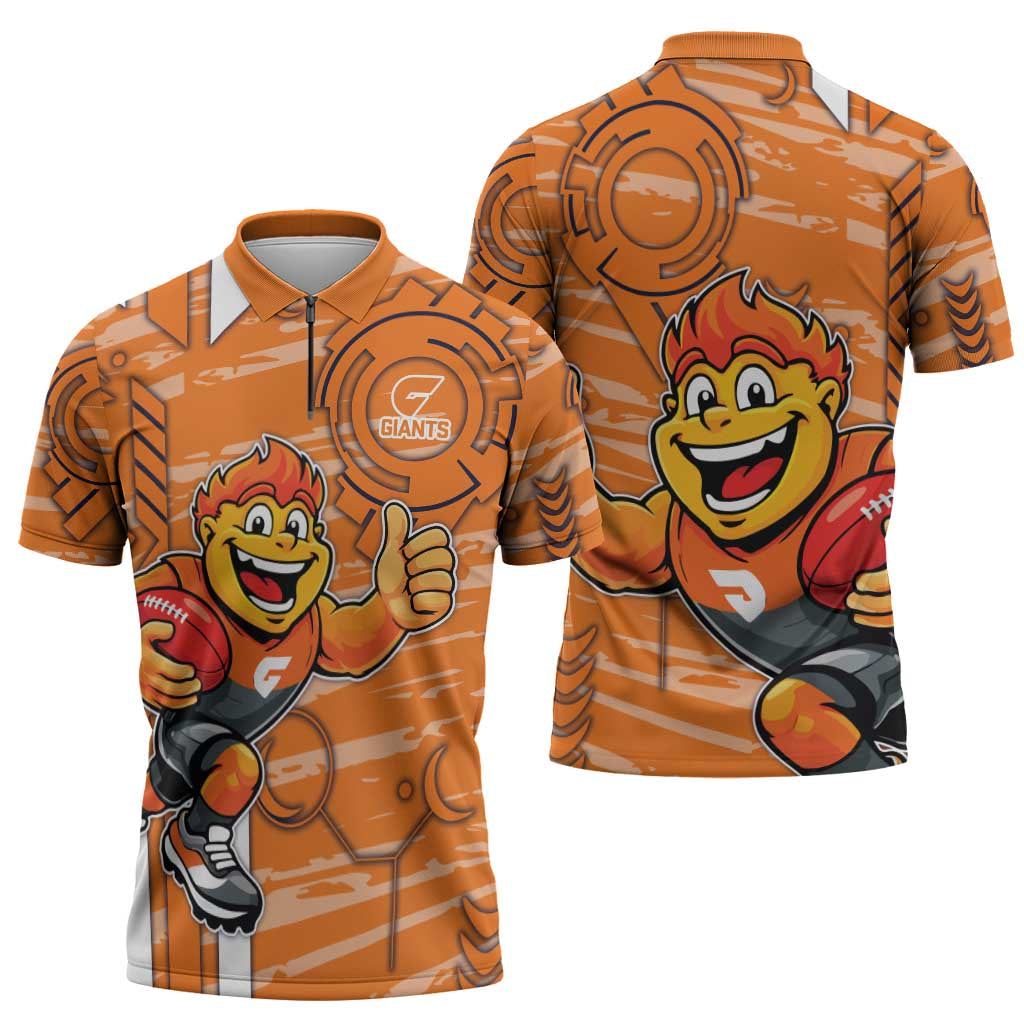 Greater Western Sydney Giants Zipper Polo Shirt Mascot Cartoon Football Illustration Style