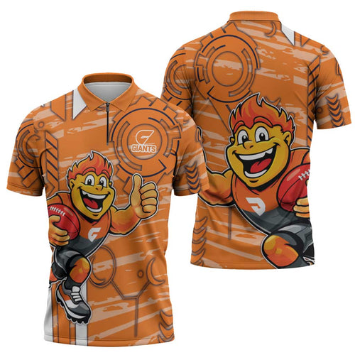 Greater Western Sydney Giants Zipper Polo Shirt Mascot Cartoon Football Illustration Style