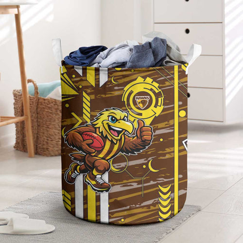 Hawthorn Hawks Laundry Basket Mascot Cartoon Football Illustration Style