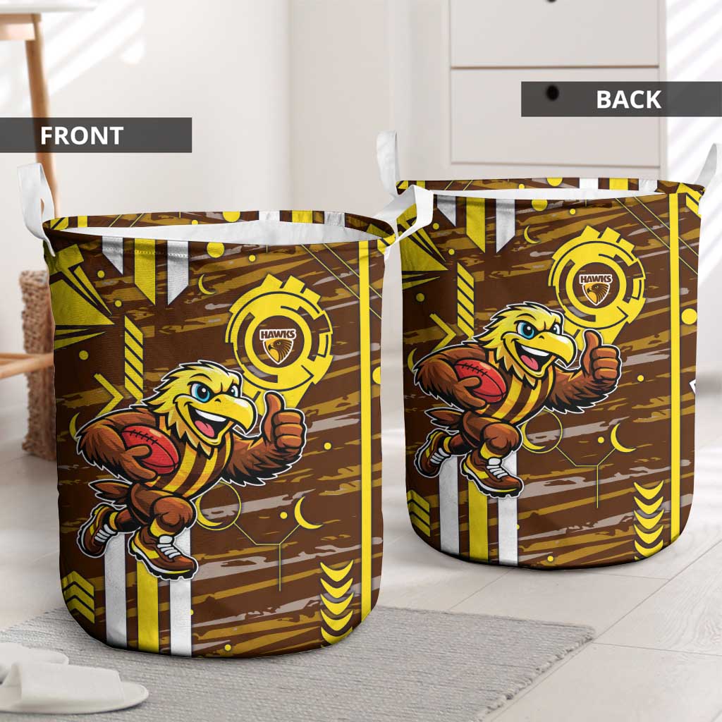 Hawthorn Hawks Laundry Basket Mascot Cartoon Football Illustration Style