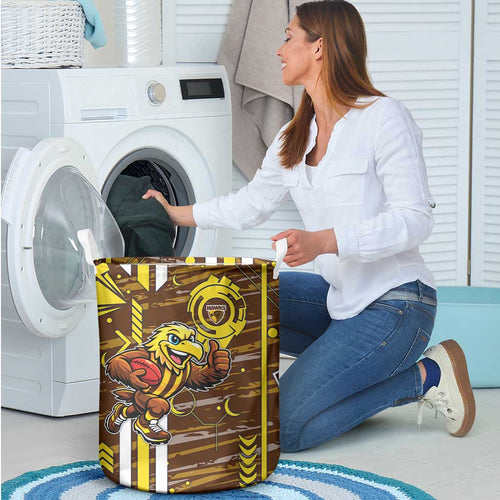 Hawthorn Hawks Laundry Basket Mascot Cartoon Football Illustration Style