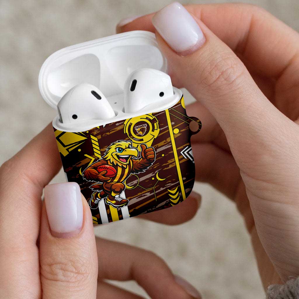 Hawthorn Hawks AirPods Case Mascot Cartoon Football Illustration Style