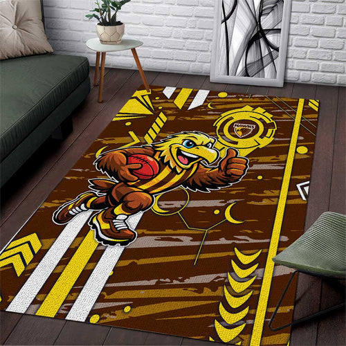 Hawthorn Hawks Area Rug Mascot Cartoon Football Illustration Style