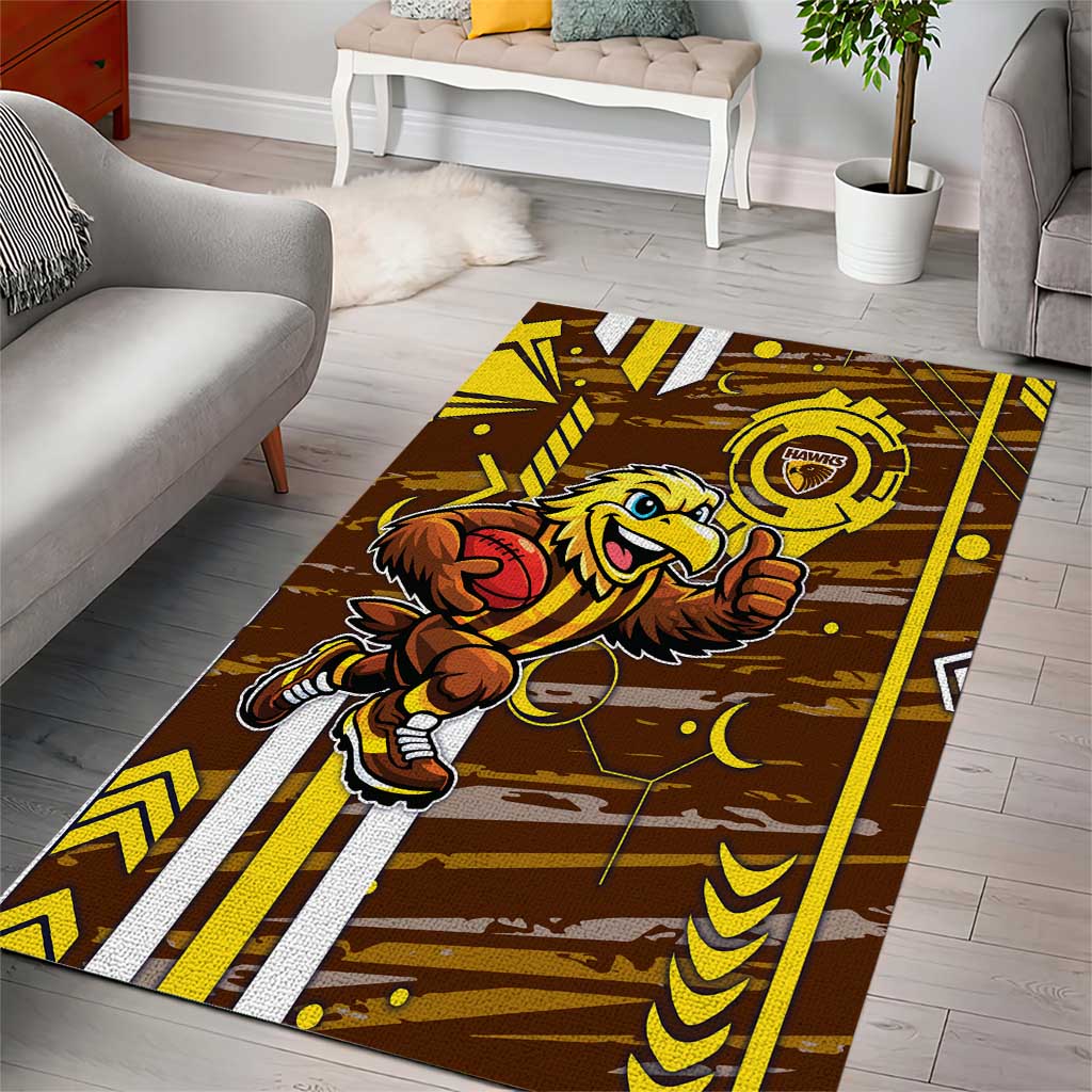 Hawthorn Hawks Area Rug Mascot Cartoon Football Illustration Style