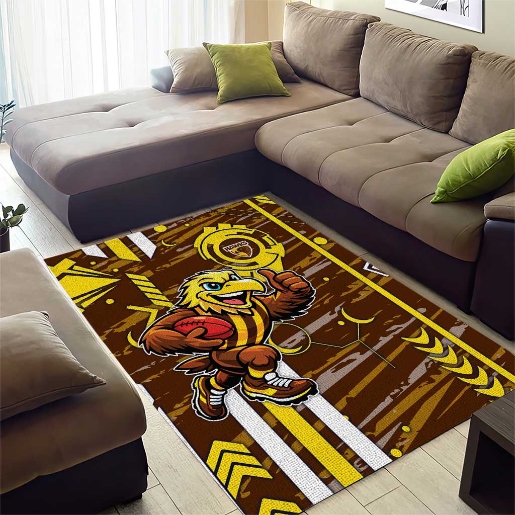 Hawthorn Hawks Area Rug Mascot Cartoon Football Illustration Style