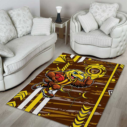 Hawthorn Hawks Area Rug Mascot Cartoon Football Illustration Style