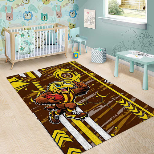 Hawthorn Hawks Area Rug Mascot Cartoon Football Illustration Style