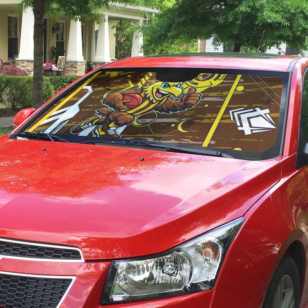 Hawthorn Hawks Auto Sun Shade Mascot Cartoon Football Illustration Style