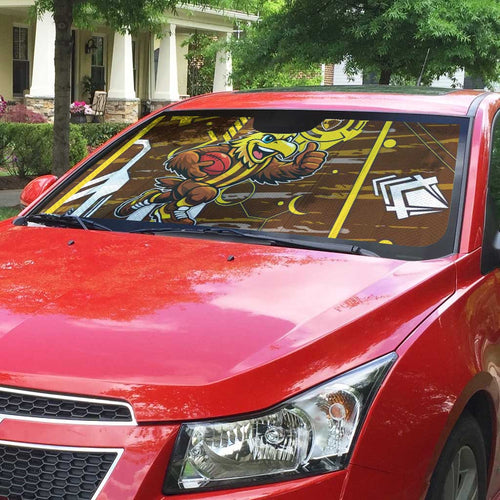 Hawthorn Hawks Auto Sun Shade Mascot Cartoon Football Illustration Style