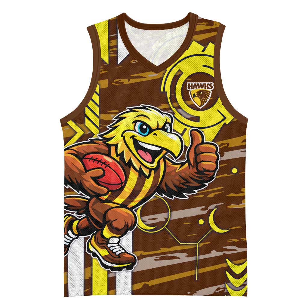 Hawthorn Hawks Basketball Jersey Mascot Cartoon Football Illustration Style