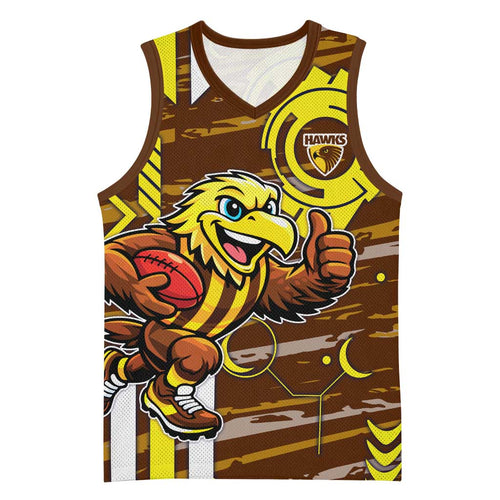 Hawthorn Hawks Basketball Jersey Mascot Cartoon Football Illustration Style