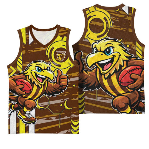 Hawthorn Hawks Basketball Jersey Mascot Cartoon Football Illustration Style