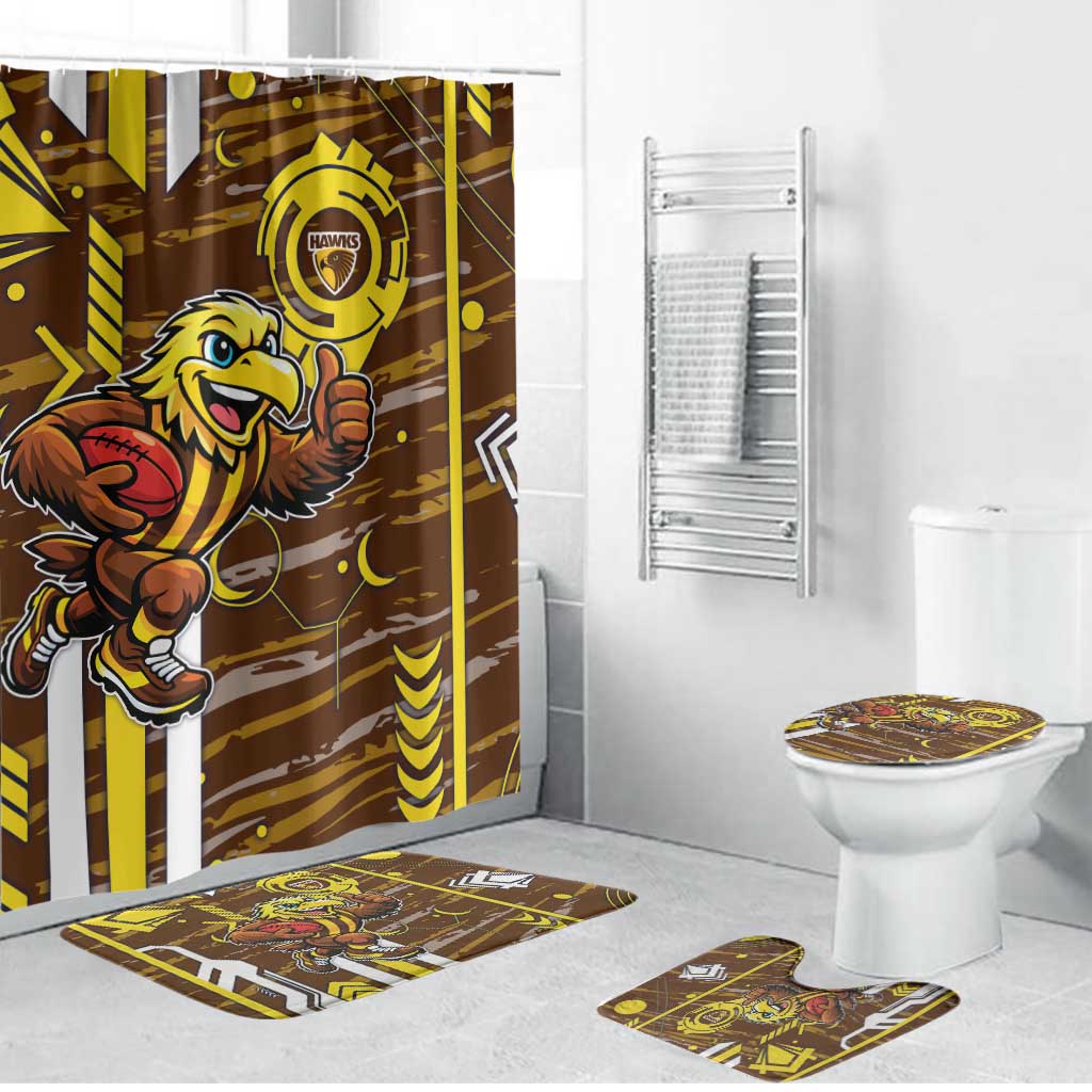 Hawthorn Hawks Bathroom Set Mascot Cartoon Football Illustration Style