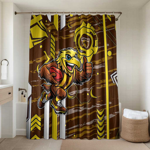 Hawthorn Hawks Bathroom Set Mascot Cartoon Football Illustration Style