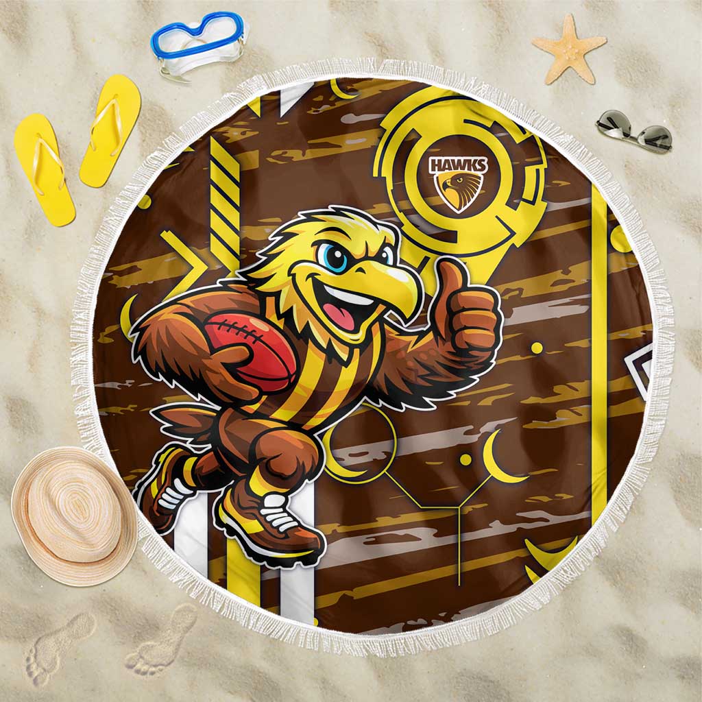 Hawthorn Hawks Beach Blanket Mascot Cartoon Football Illustration Style