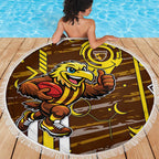 Hawthorn Hawks Beach Blanket Mascot Cartoon Football Illustration Style