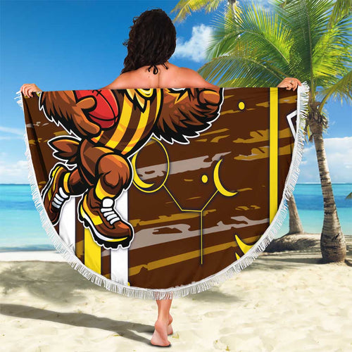 Hawthorn Hawks Beach Blanket Mascot Cartoon Football Illustration Style