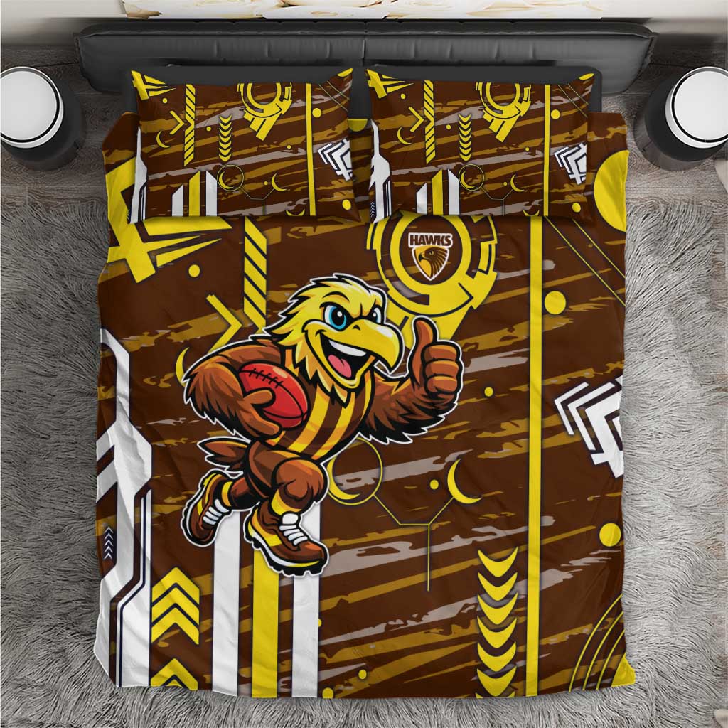 Hawthorn Hawks Bedding Set Mascot Cartoon Football Illustration Style