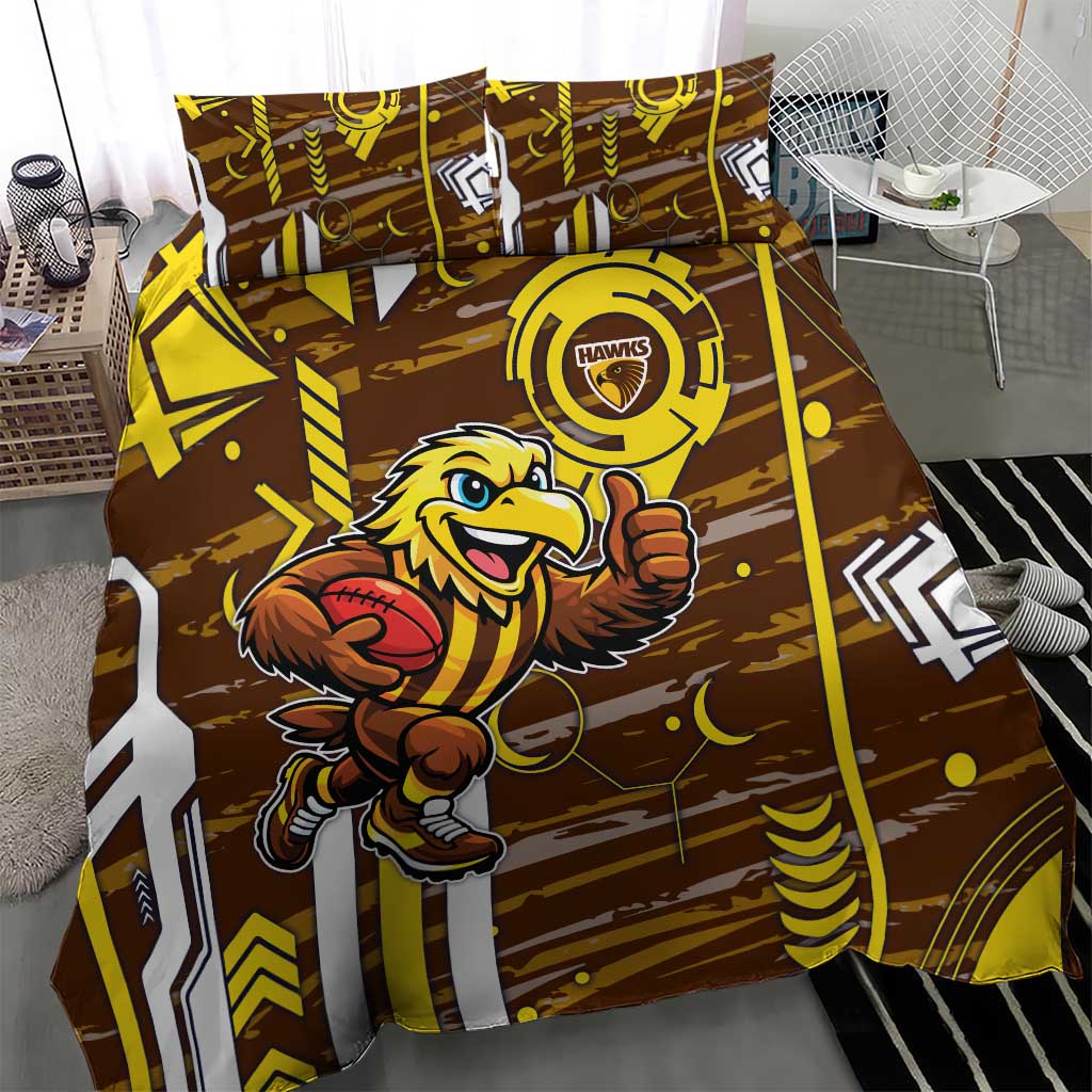 Hawthorn Hawks Bedding Set Mascot Cartoon Football Illustration Style